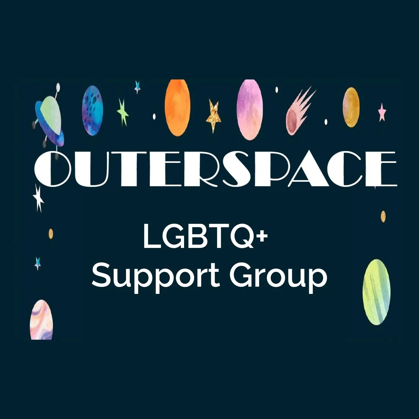 Outerspace LGBTQ support group graphic