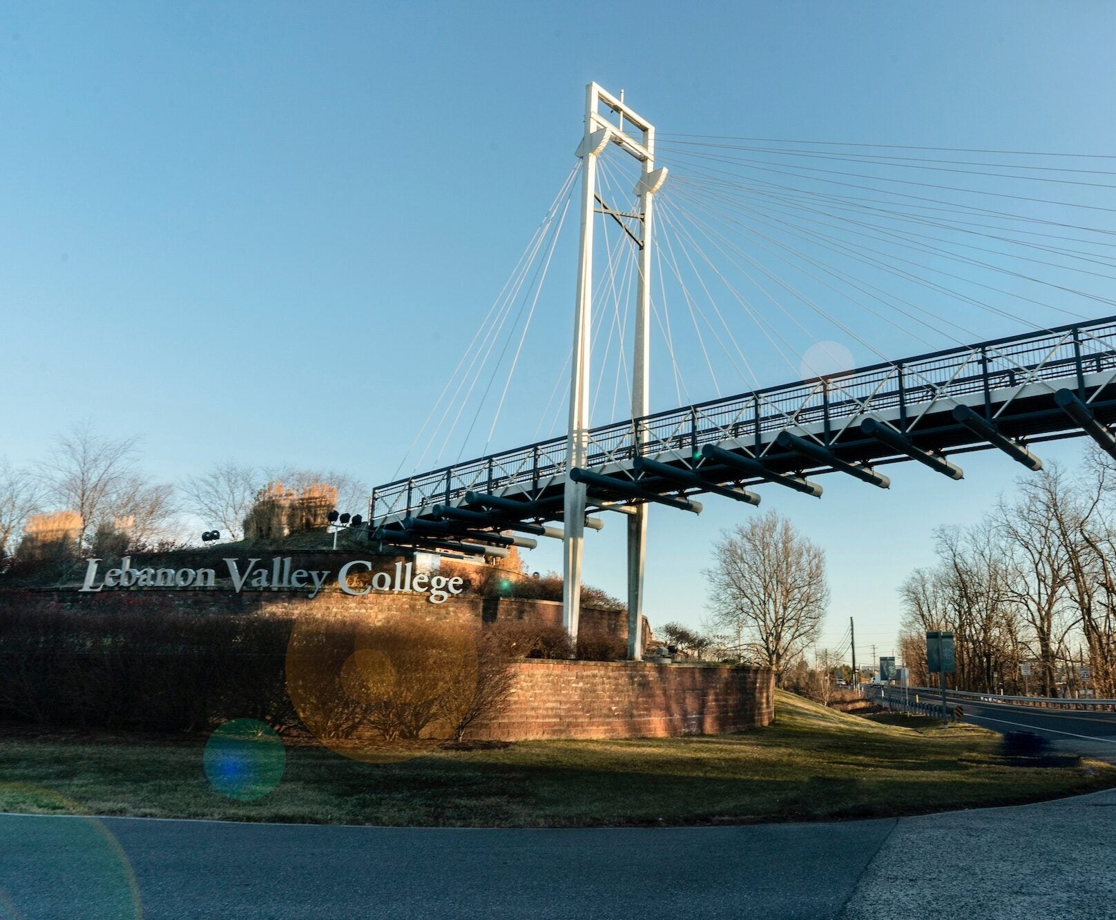 Campus bridge at sunset