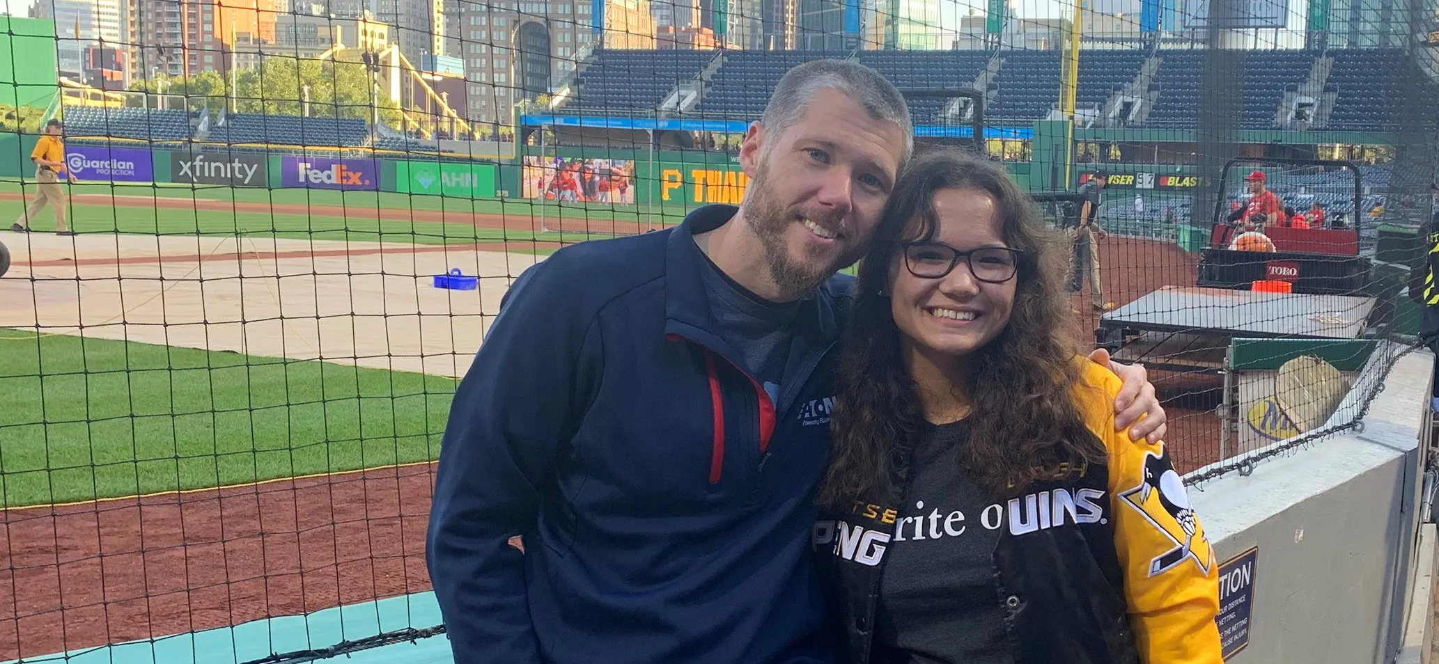 Ryan Ehrhart with his daughter at a Pittsburgh Pirates game