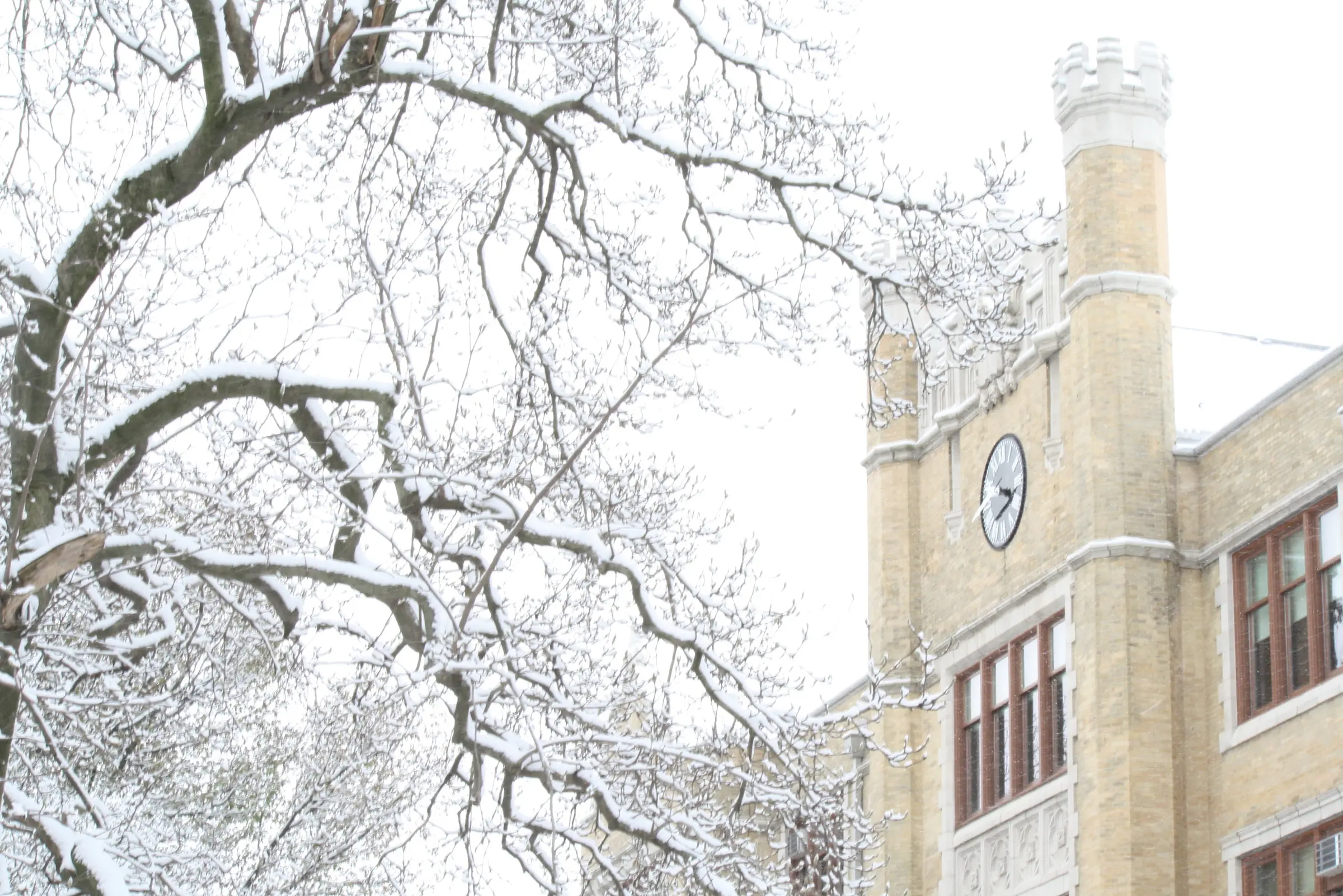 Humanities building in winter