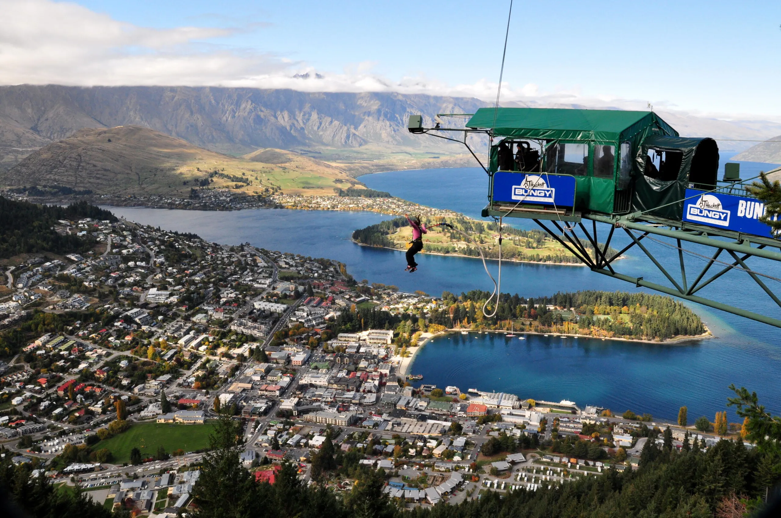 Person bungy jumping in New Zealand