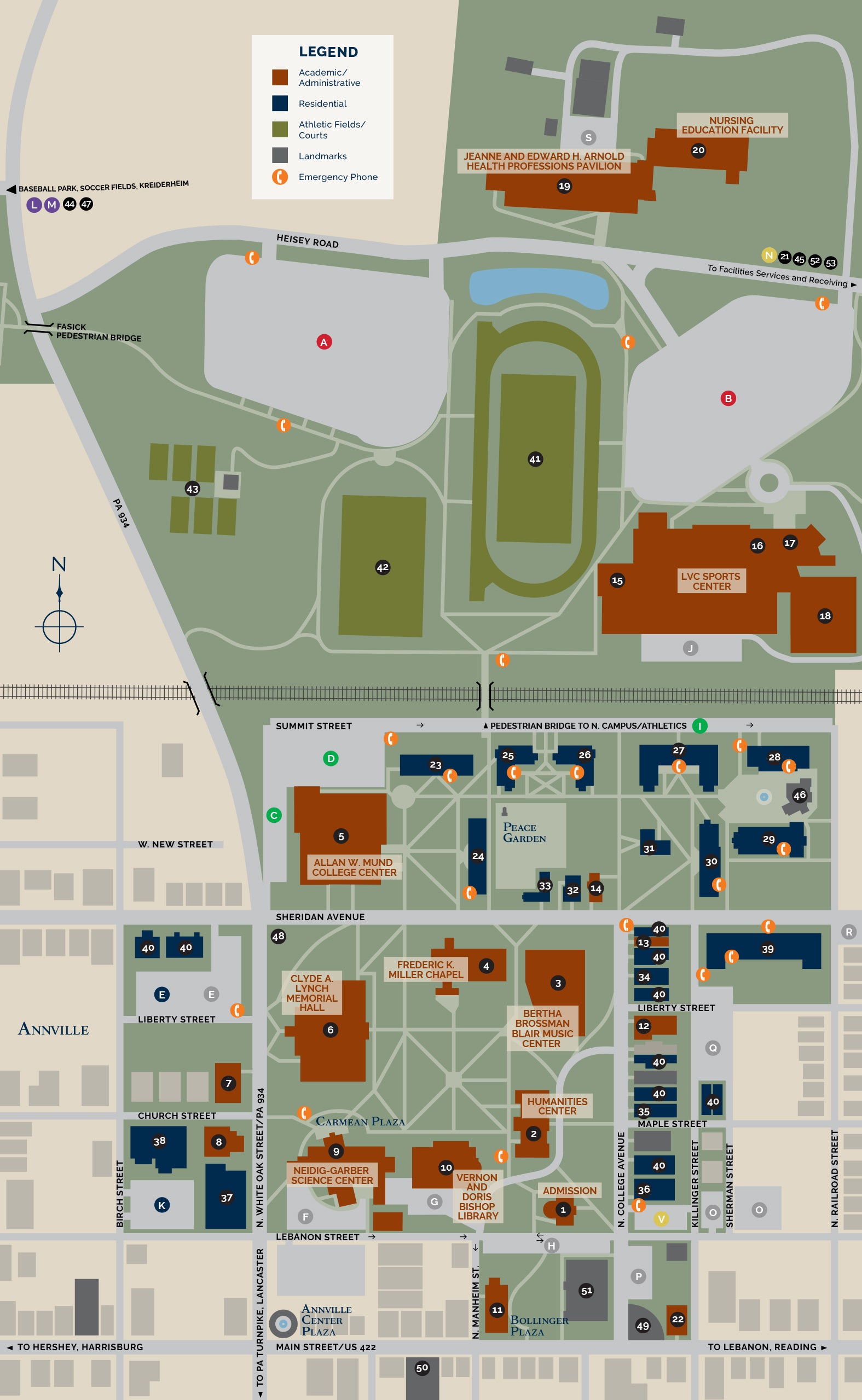 Screenshot of LVC Campus Map