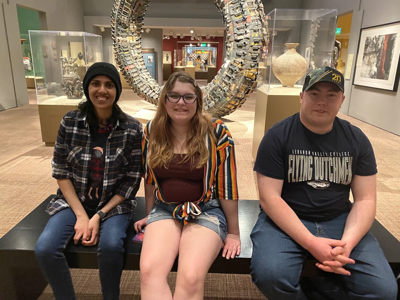 LVC Gallery interns on excursion to National Museum of African Art in Washington, DC: (l to r) Mariyam Hakem ’24, Sophia Bunting ’25 and Hunter Nelson ’25