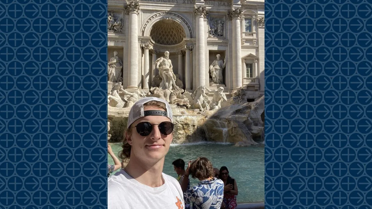 Trey McAuliffe in front of Trevi Fountain