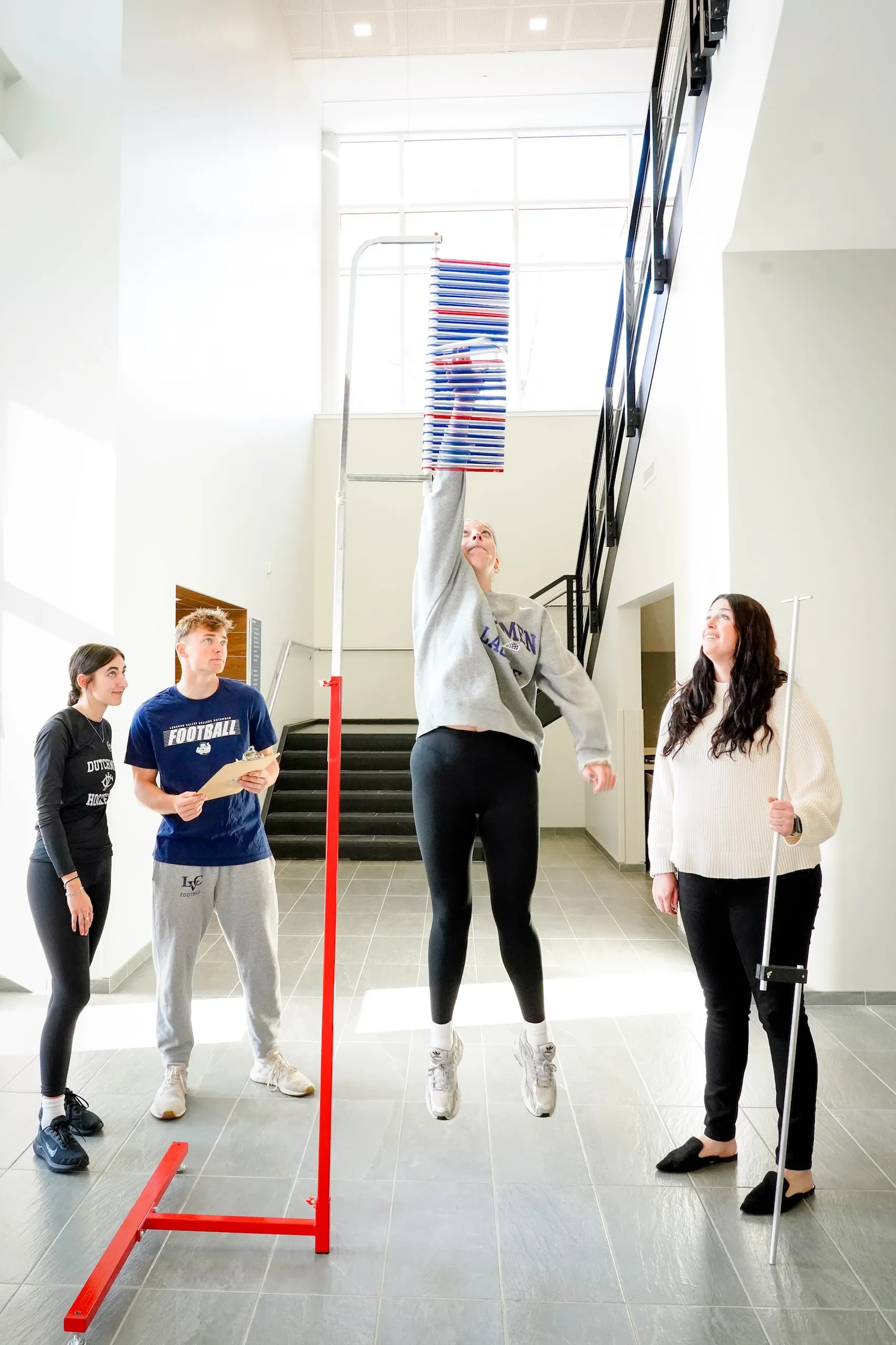 LVC exercise science students and faculty demonstrate equipment